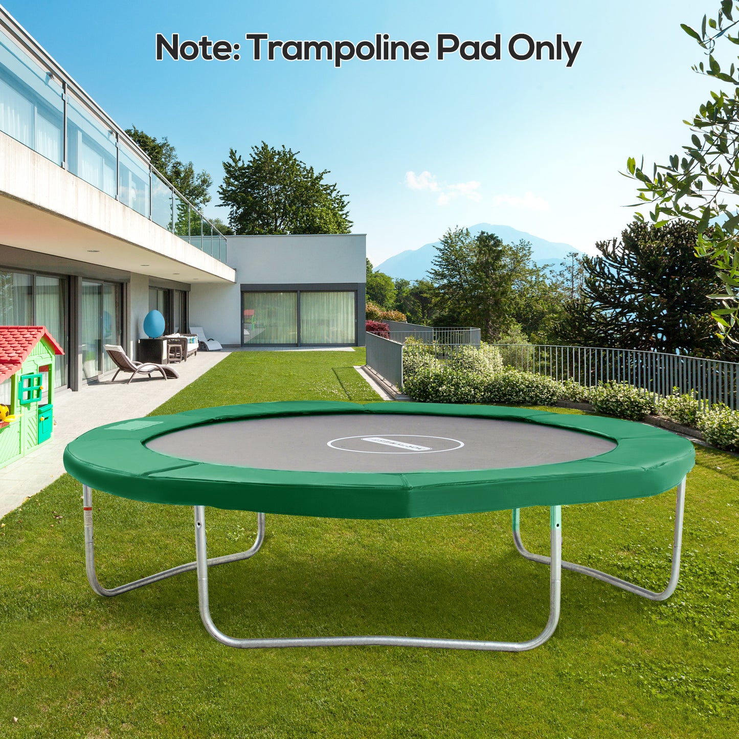 Φ10ft Trampoline Replacement Safety Pad Trampoline Pad Waterproof Spring Cover Green