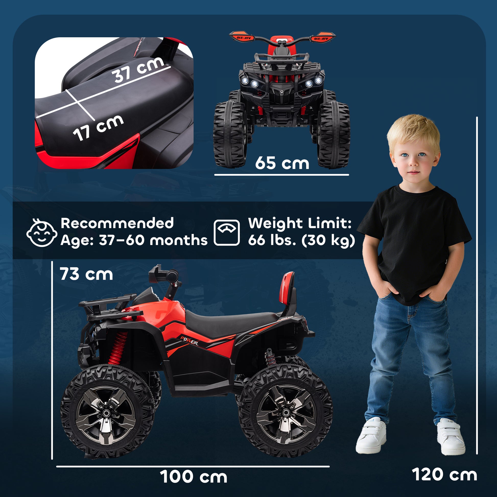 Aosom Kids Ride-on Car, 12V/10AH Four Wheeler Kids ATV, Battery Powered Off-Road Quad with MP3, Headlights, Suspension, 1.8-5 mph, Red