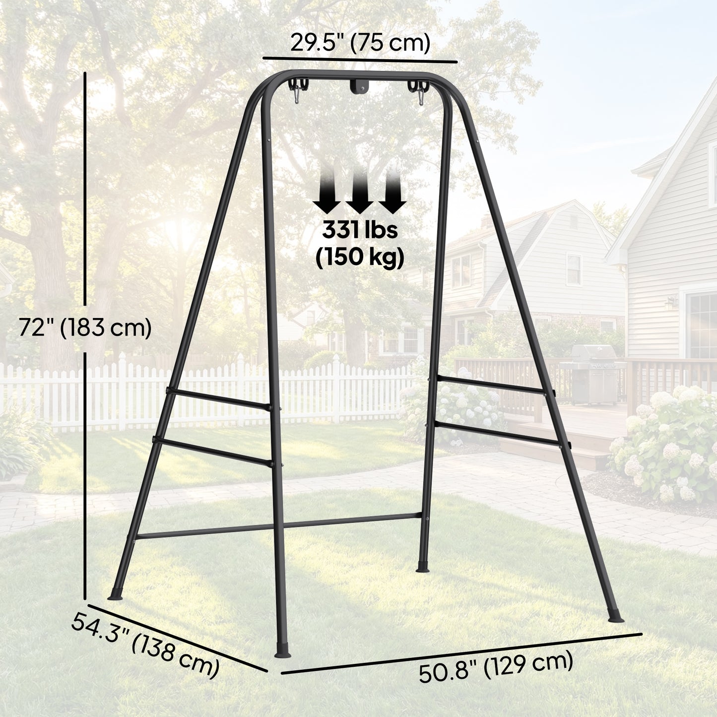 Hanging Hammock Stand for Porch Swing Chair Indoor Outdoor (Only Construction)