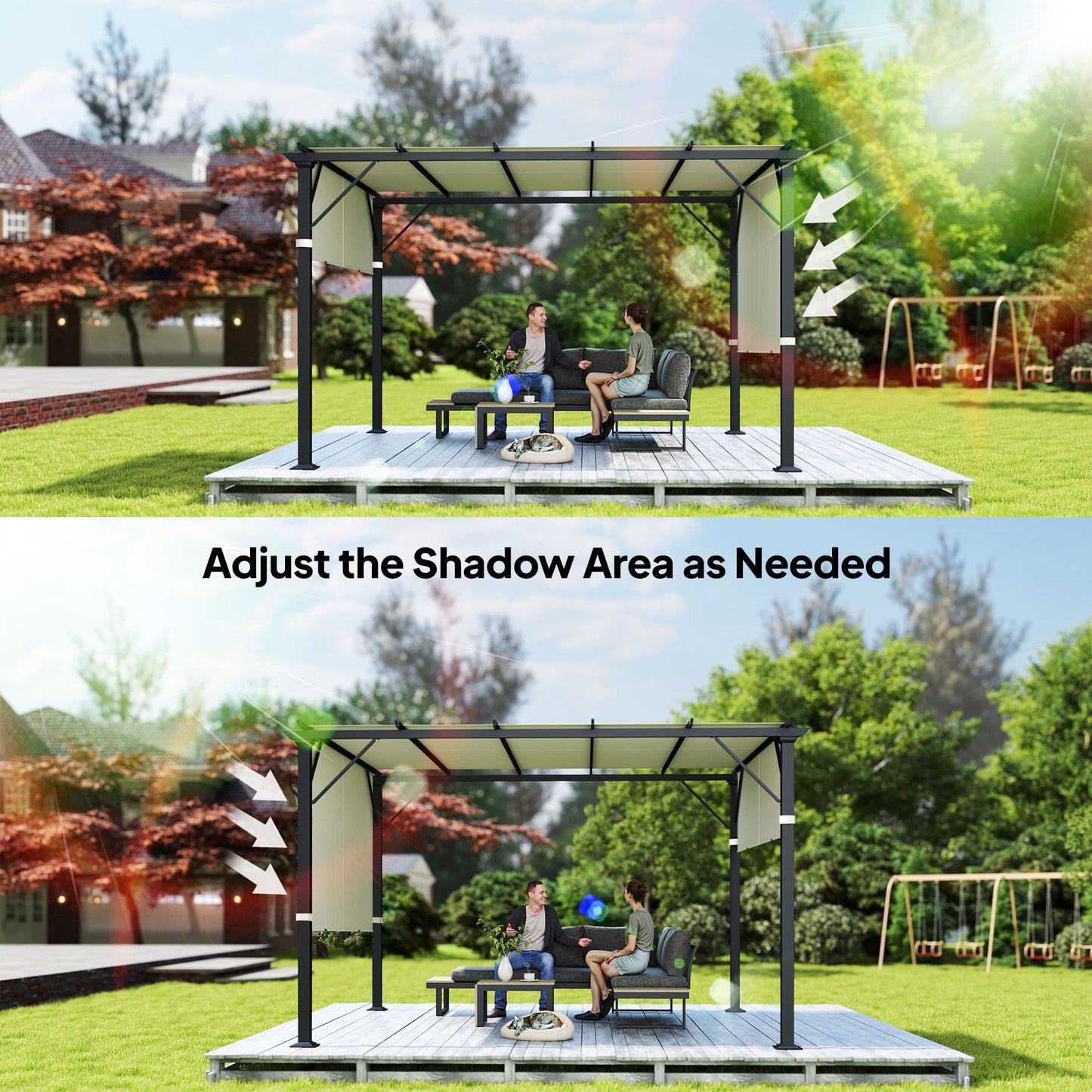 2 Pcs UV Protection Pergola Replacement Canopy, Pergola Shade Cover, Easy to Install, for 10' x 10' Pergola, Cream White