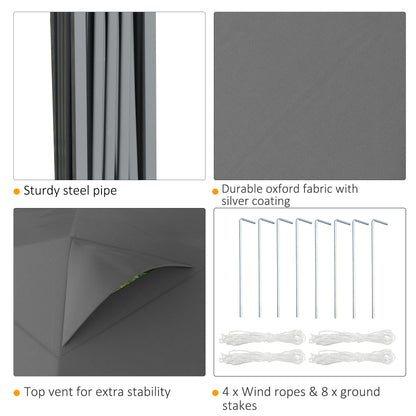 10' x 10' Pop Up Canopy Tent with Airy Top Vents and Wheeled Carry Bag for Outdoor, Garden, Patio, Dark Grey