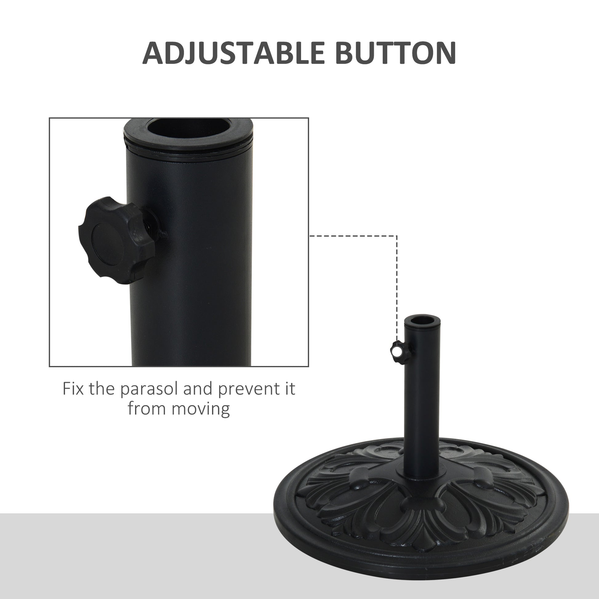 29lbs Cement Round Umbrella Base Heavy Duty 19" HDPE Parasol Stand, Black