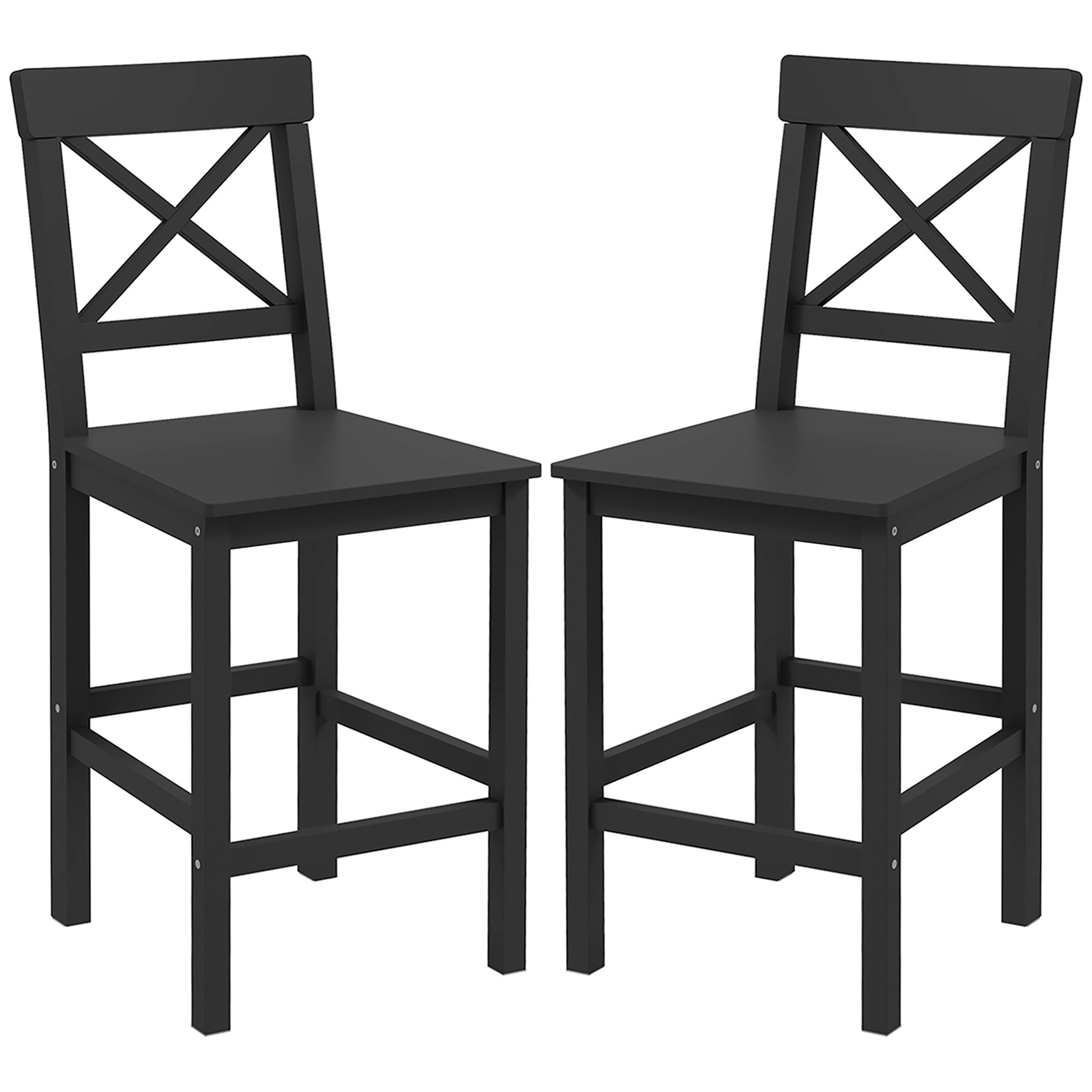 Counter Height Stools Set of 2, Farmhouse Bar Stools with Backs, Solid Wood Counter Stools for Kitchen Island