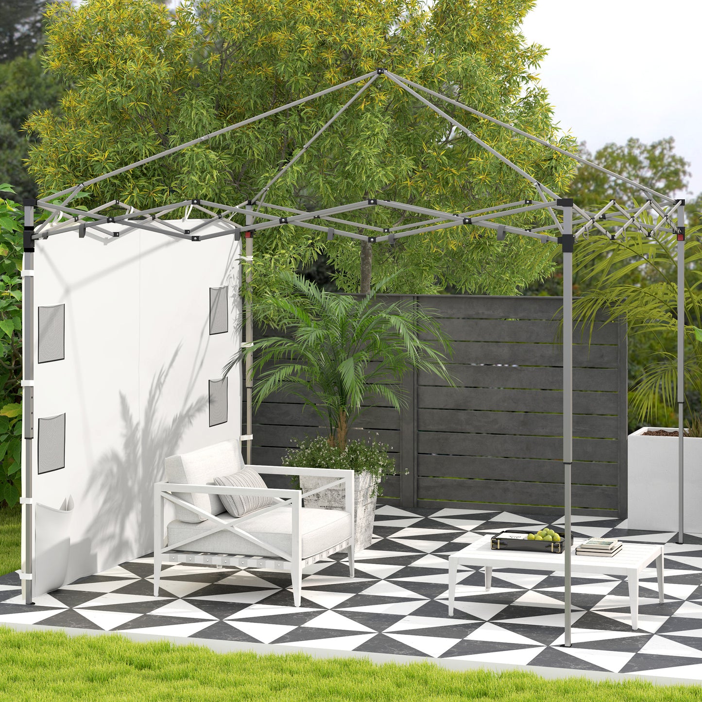 Instant Canopy Sidewall with 4 Storage Bag for 10 x 10 ft Straight Leg Pop Up Canopies, 1 Pack Sidewall Only, White