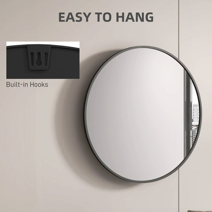 36" Round Mirror, Bathroom Wall Mirror with Metal Frame, Decorative Vanity Mirror for Living Room, Bedroom, Black