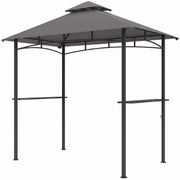 8' x 5' BBQ Grill Gazebo Tent with Double Tiered Canopy for Outdoor Sun Shade, Dark Grey