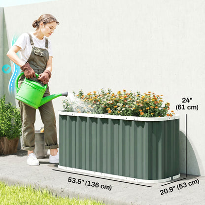 Galvanized Raised Garden Bed, Deep Root Planter Box, Outdoor Garden Bed with Plant Labels, 4.5' x 2' x 2', Light Green