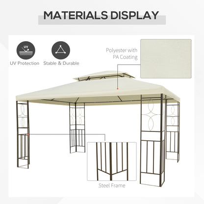 10x13ft Steel Gazebo Sun Shelter Patio Outdoor Party Event Canopy Vented Roof Cream White