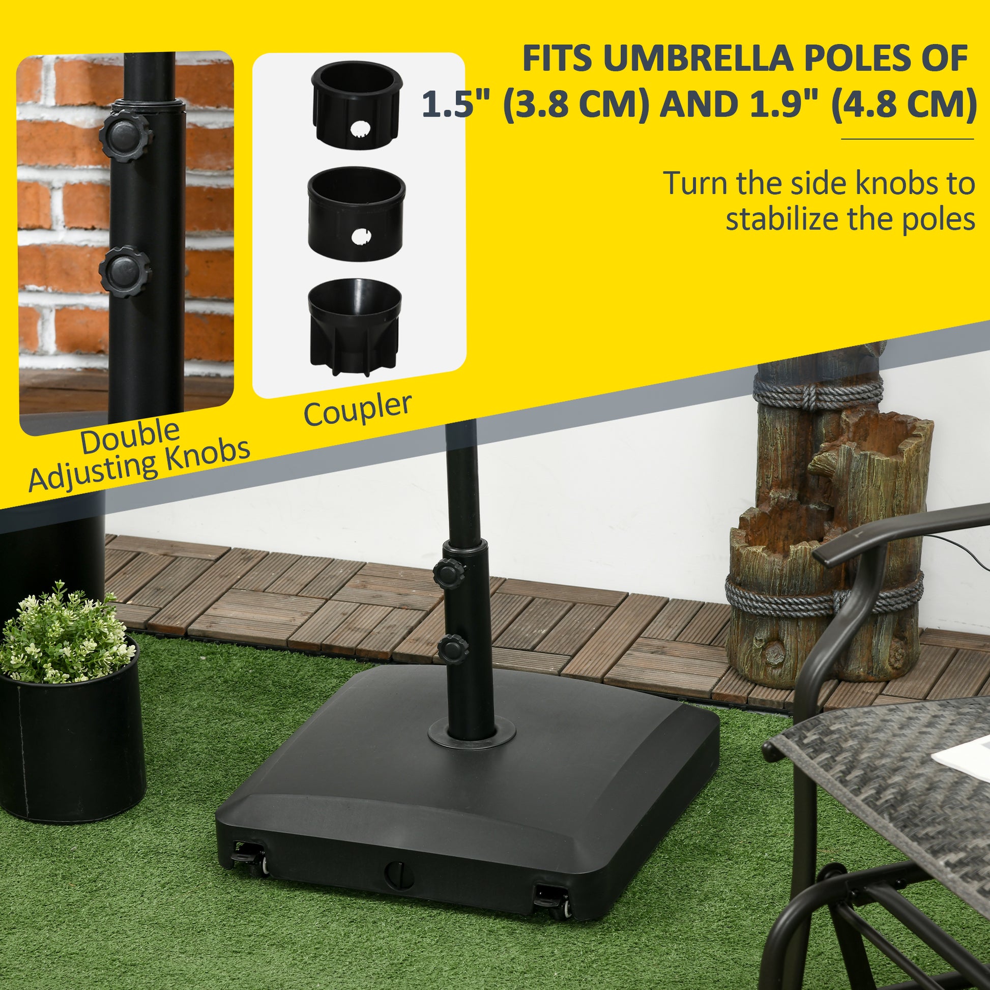 66 lb Heavy Duty Patio Umbrella Stand Filled Umbrella Holder Market Umbrella Base for Outdoor Garden Backyard Black