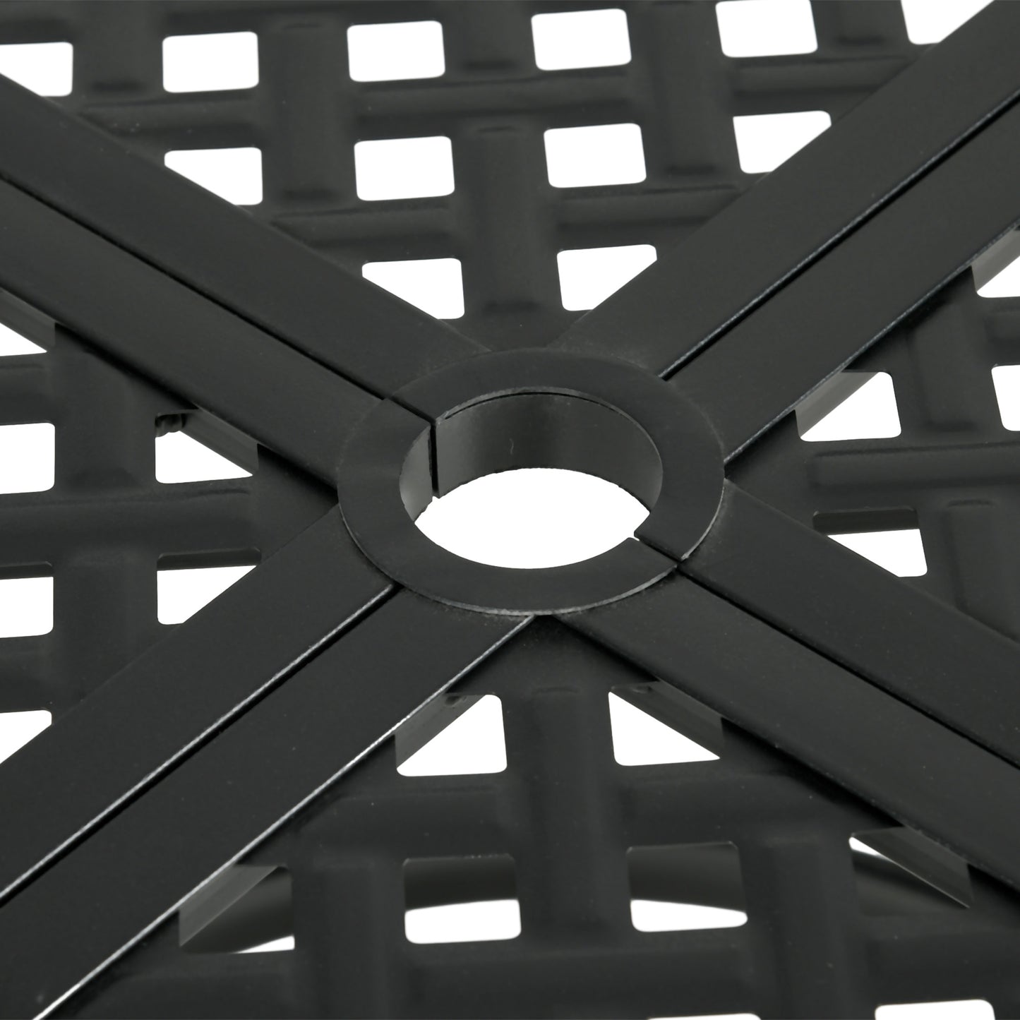 42" Round Outdoor Dining Table for 4 Persons, Metal Patio Dining Table with Umbrella Hole for Backyard, Lawn, Balcony