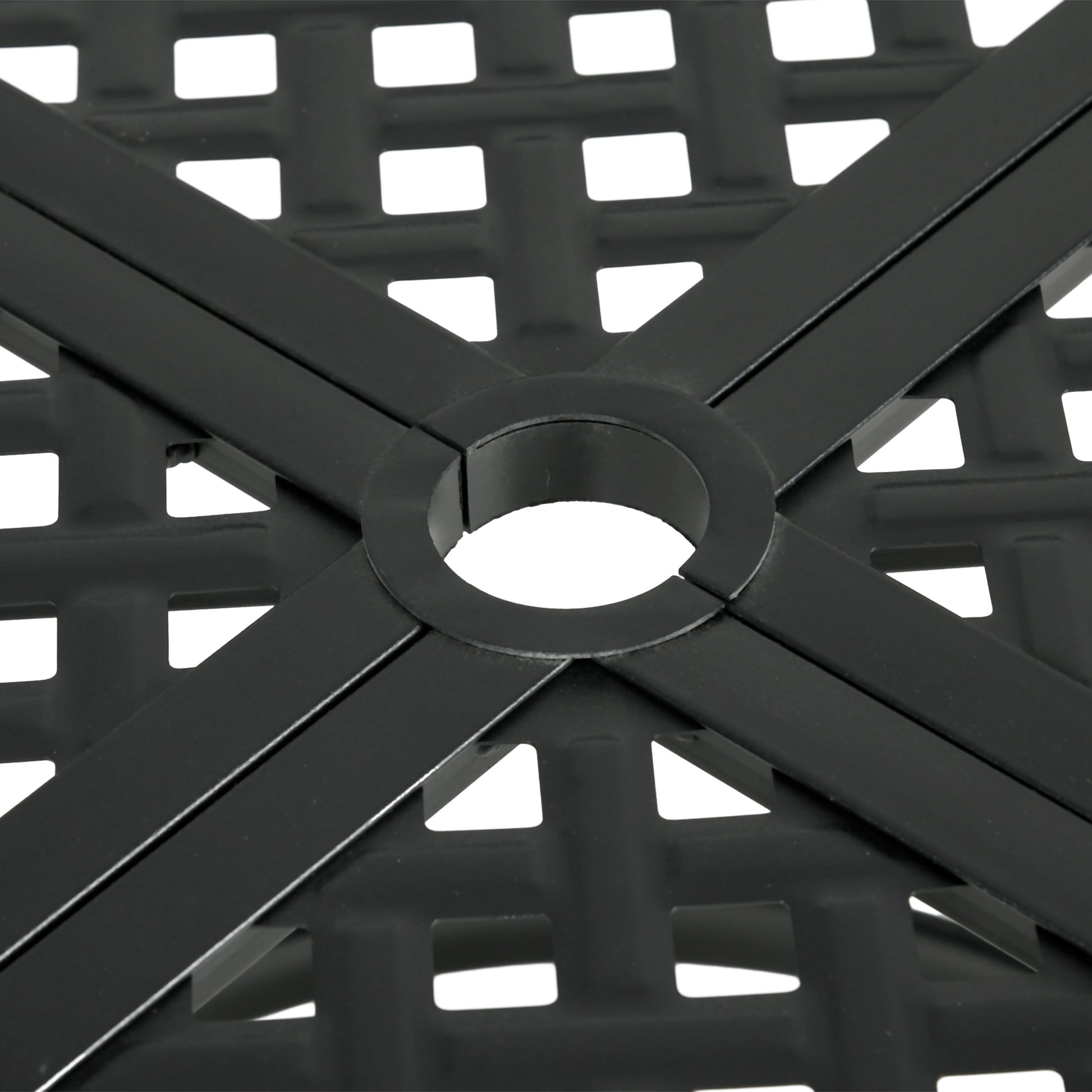 42" Round Outdoor Dining Table for 4 Persons, Metal Patio Dining Table with Umbrella Hole for Backyard, Lawn, Balcony
