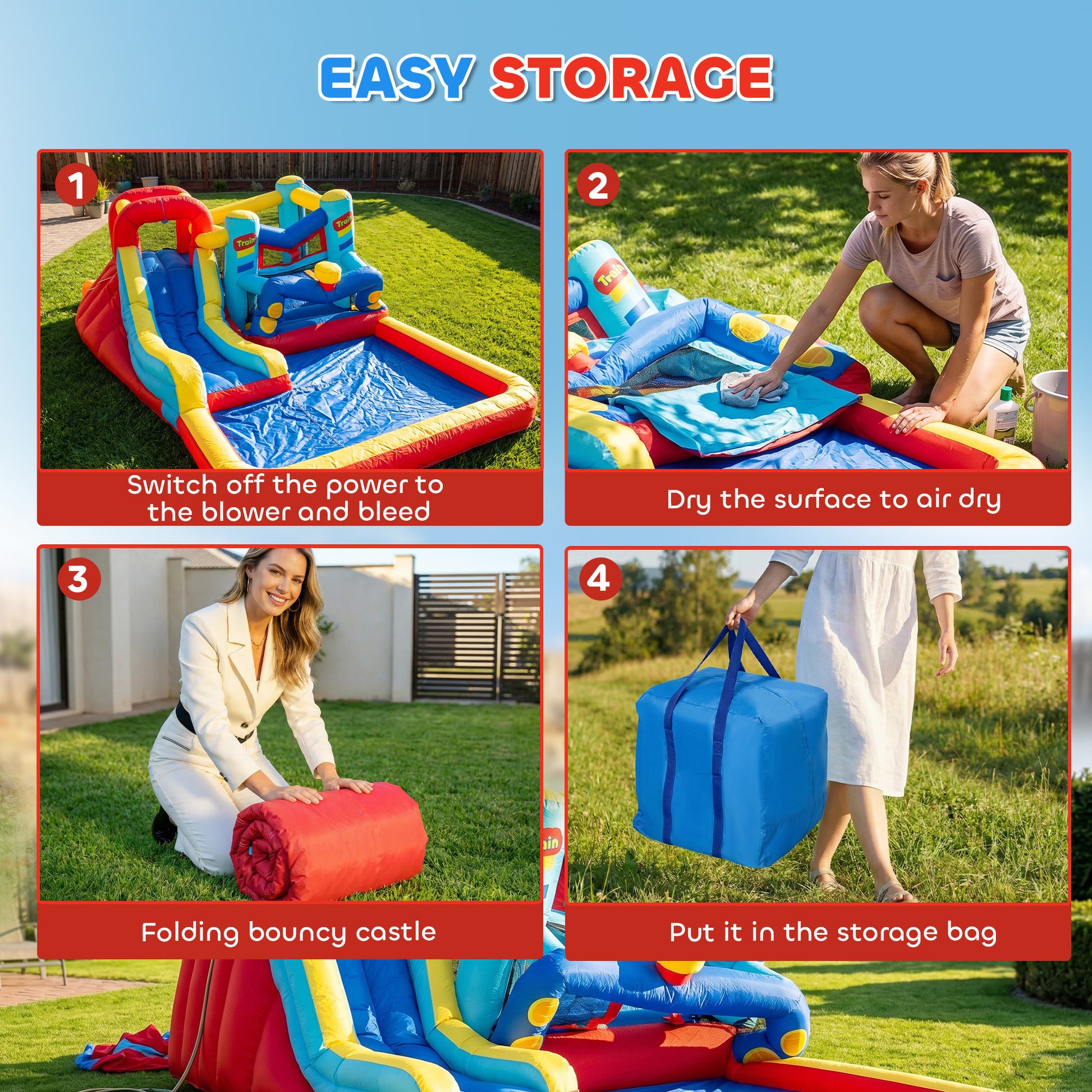 Qaba 14.3 x 8FT Inflatable Bounce House, 4 in 1 Bouncy Castle with Slide, Climbing Wall, Jumping Area, Pool and Blower