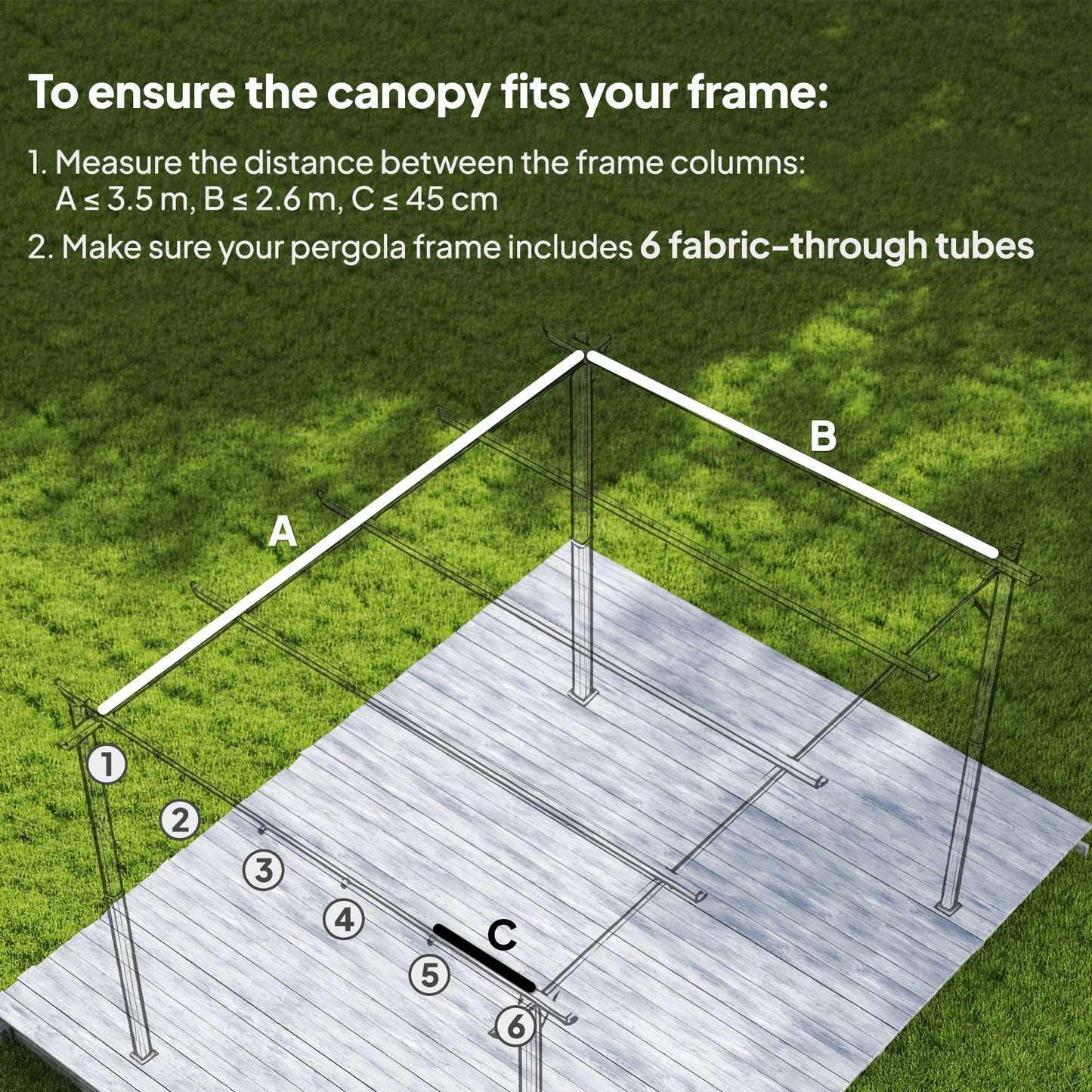 8.5' x 11.5' Retractable Pergola Canopy Replacement, Fit 10' x 13' Frame, Pergola Cover Replacement Top Only, Beige