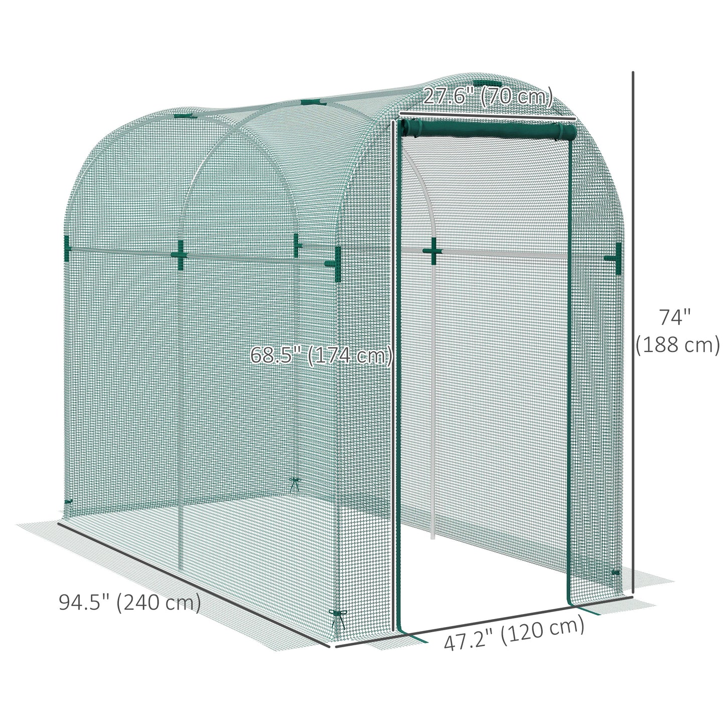 Galvanized Steel Crop Cage, Plant Protection Tent with Zippered Door, 4' x 8', Green
