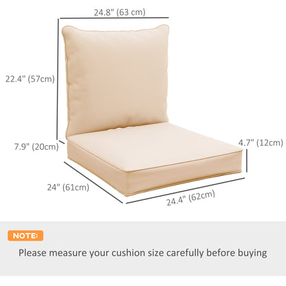 Patio Chair Cushions, Thick Deep Seat Outdoor Seat Cushion with Back Cushion, Beige