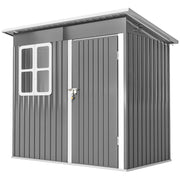 7' x 4' Galvanised Steel Outdoor Storage Shed, Garden Shed with Window, Lockable Wide Door and Air Vents, Dark Grey