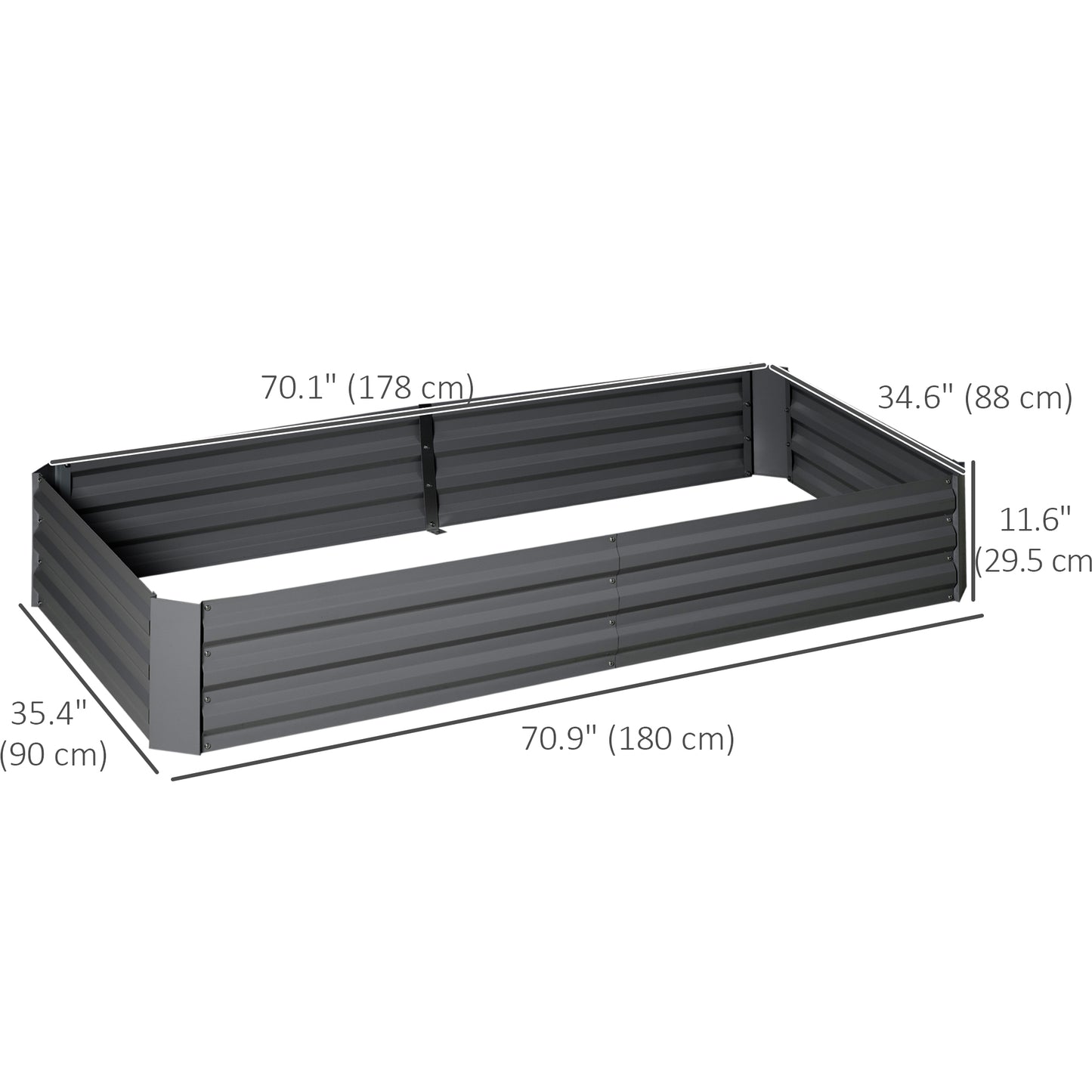 6' x 3' x 1' Raised Garden Bed with 2 Trellis Tomato Cages, Steel Frame Elevated Planter Box, Dark Grey