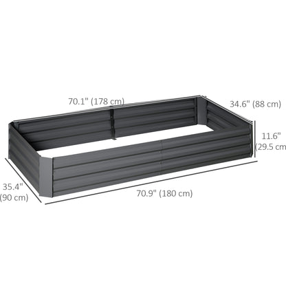 6' x 3' x 1' Raised Garden Bed with 2 Trellis Tomato Cages, Steel Frame Elevated Planter Box, Dark Grey