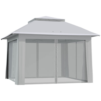 12' x 12' Foldable Pop-up Party Tent Instant Canopy Sun Shade Gazebo Shelter with Steel Frame, Light Grey