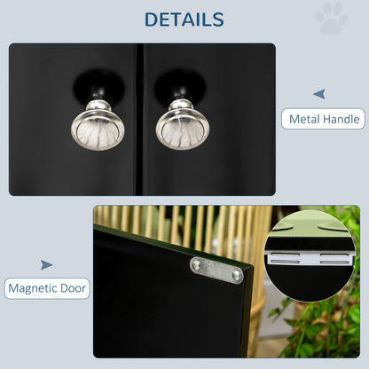 Elevated Dog Bowls for Large Dogs Pet Feeding Station with Stand, Storage, 2 Stainless Steel Food and Water Bowls, Black, 23.6" x 11.8" x 14"