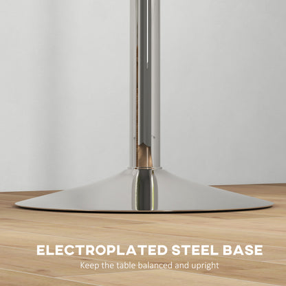High Top Bar Table, Adjustable Round Kitchen Table with Swivel Top and Steel Base, Bistro Table for 2 People, Walnut