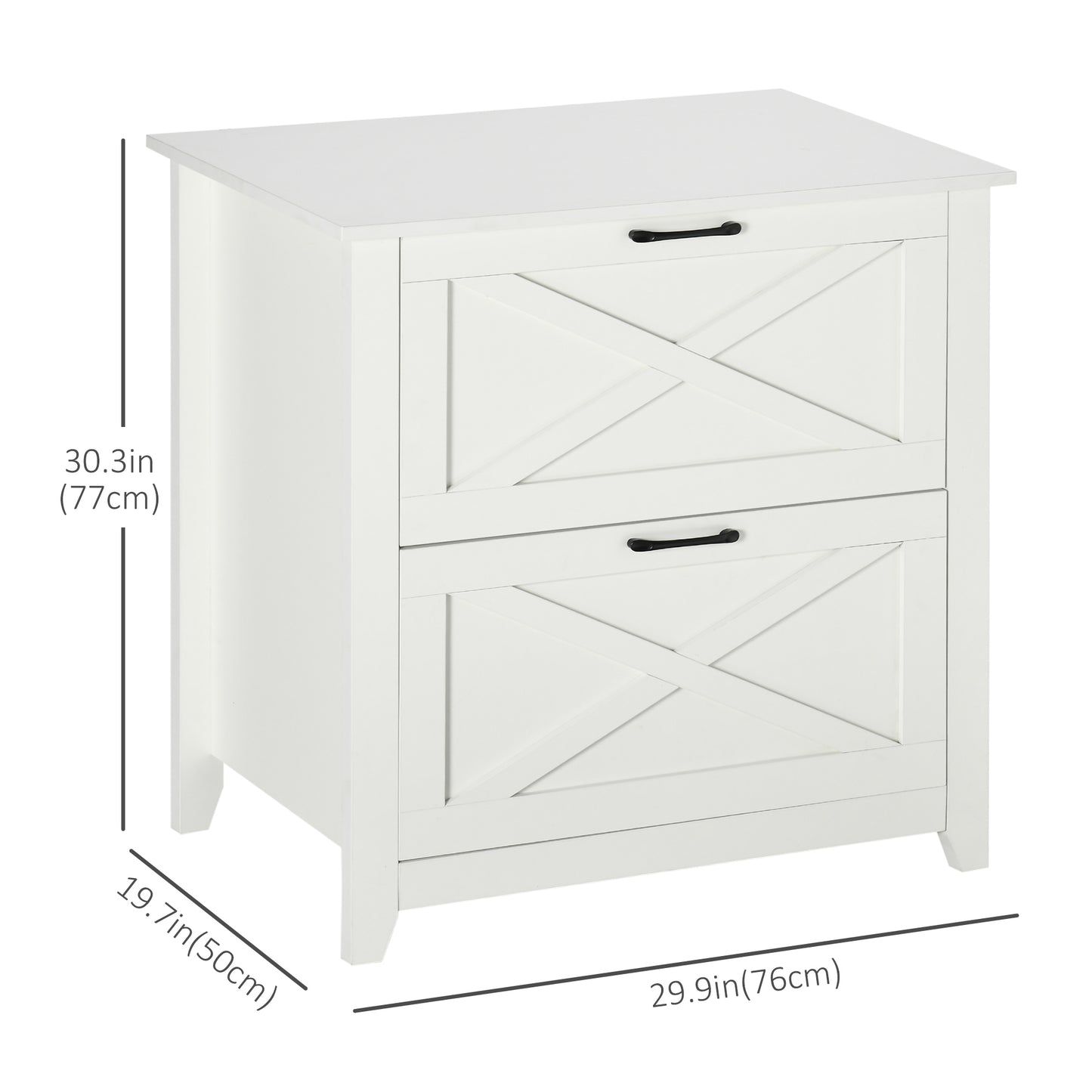 Vertical File Cabinet with Hanging Bars for A4 Size for Home Office, 29.9"x 19.7"x 30.3", White