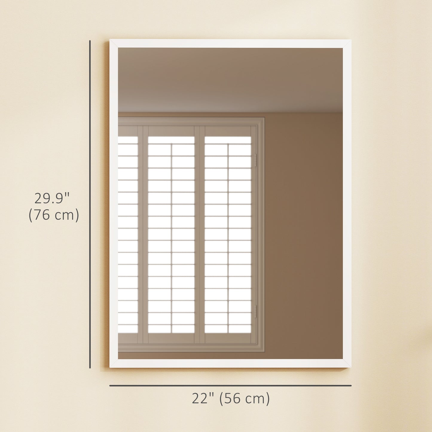 22" x 30" Bathroom Mirror for Wall, Rectangular Mirror for Living Room, Bedroom, Entryway, White