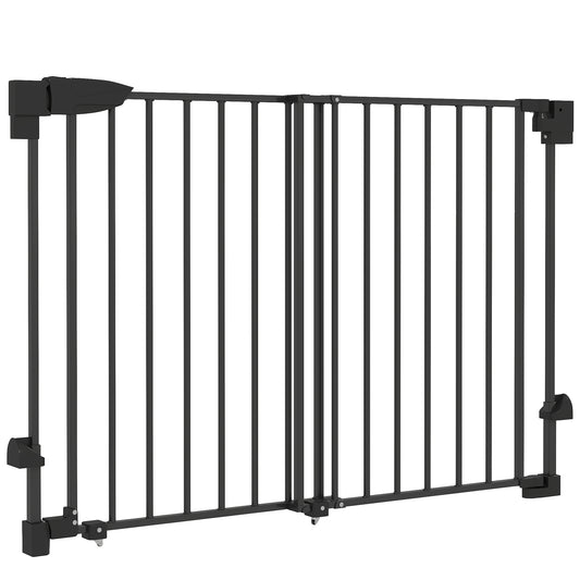29"-44" Wide Dog Gate, 29" H, Pet Gate with Auto-Close, Single Hand Operation, Wall-Mounted, No-Threshold Design