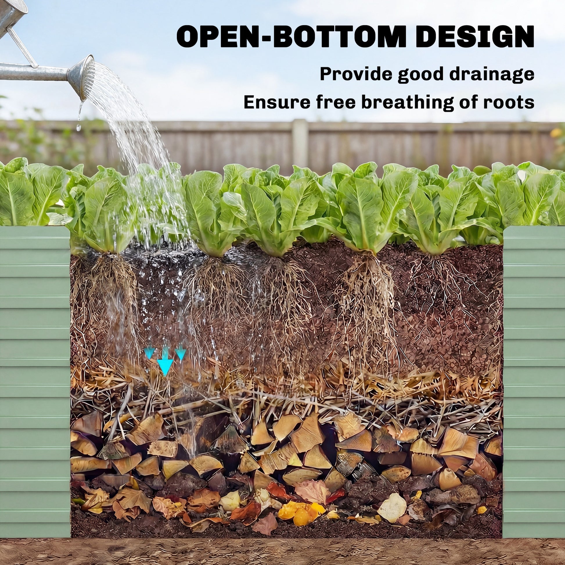 5' x 3' x 2' Raised Garden Bed, Galvanized Planter Box for Growing Flowers, Herbs and Vegetables, Light Green