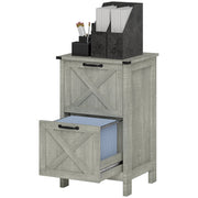Vertical Filing Cabinet with 2 Drawers, Rustic Farmhouse Office Storage Cabinet for A4, Letter Size, Stone Grey