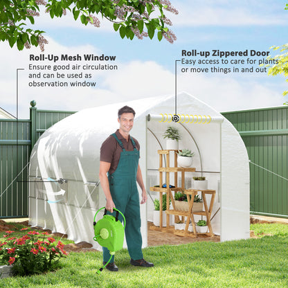 11.5' x 6.6' x 6.6' Portable Walk-In Tunnel Greenhouse Garden Warm House - White