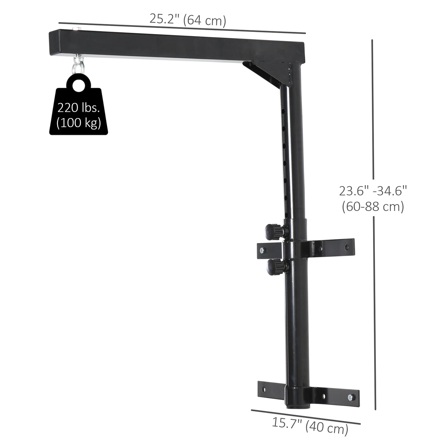 Soozier 220lbs Wall Mounted Punching Bag Hanger, Adjustable Height Punching Bag Holder for Boxing and MMA Training
