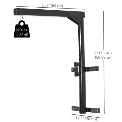 Soozier 220lbs Wall Mounted Punching Bag Hanger, Adjustable Height Punching Bag Holder for Boxing and MMA Training