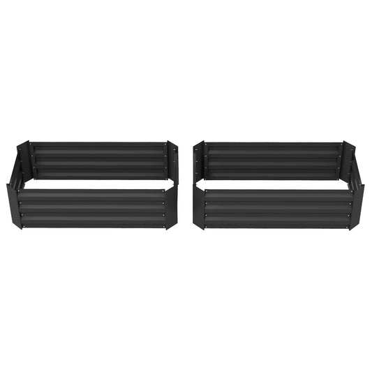 Set of 2 Raised Garden Bed, Steel Elevated Planter Box for Flowers, Herbs, Succulents, 39"x20"x12", Black