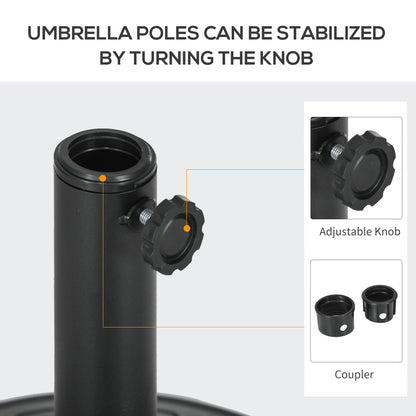 Umbrella Base, Heavy Duty Concrete Base Holder with Steel Pole, Round Parasol Stand for Patio, Outdoor, Backyard, Black