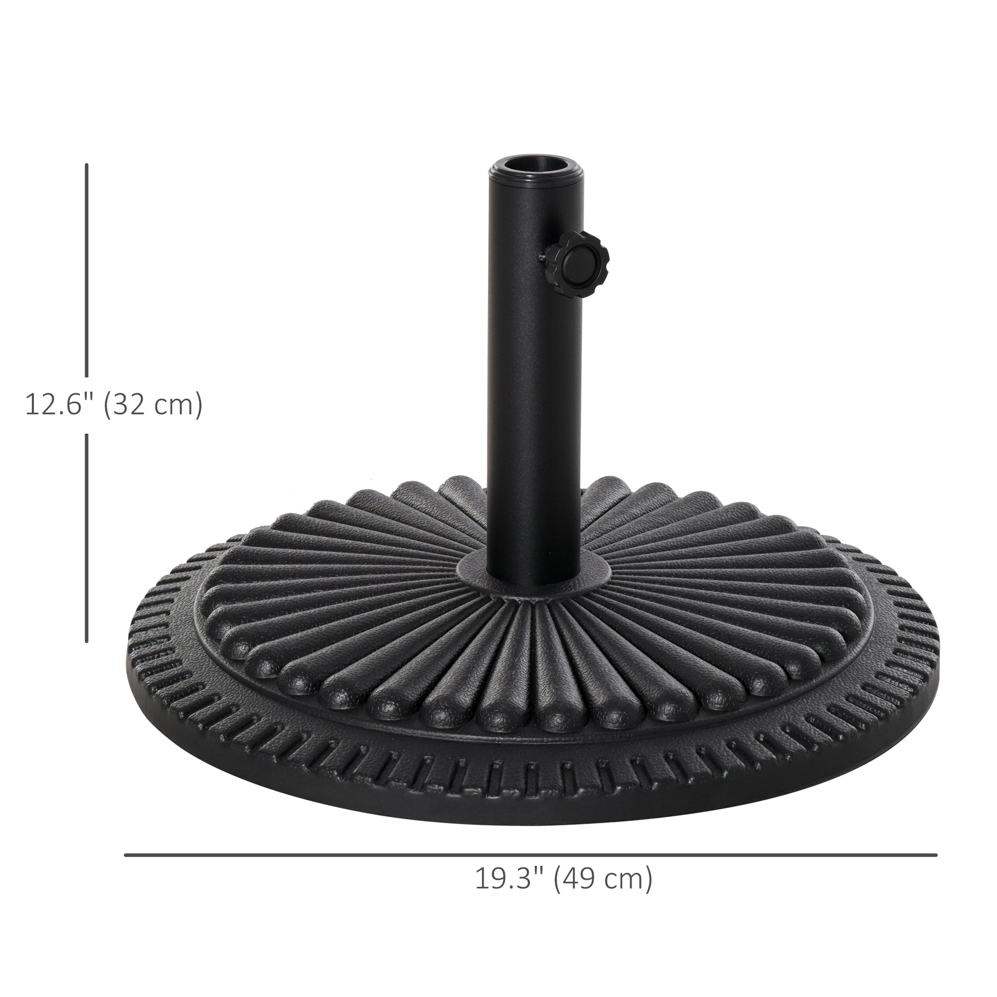 Patio Umbrella Base Stand, Round Cement Parasol Holder for Outdoor, Patio, Garden, Beach, Fits Φ1.4", Φ1.5" and Φ 2" Pole, Black