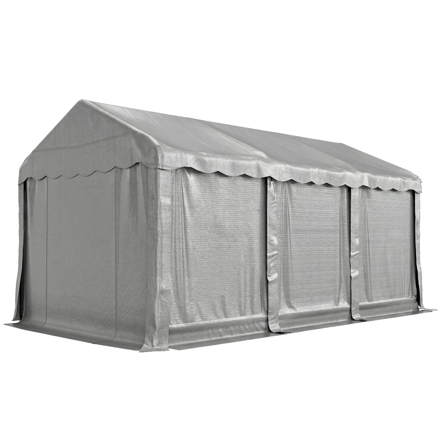 20' x 10' Portable Shed, Outdoor Storage Shed Tent with Roll-up Zipper Door and Removable Sidewalls, Light Grey