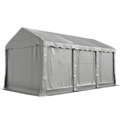 20' x 10' Portable Shed, Outdoor Storage Shed Tent with Roll-up Zipper Door and Removable Sidewalls, Light Grey
