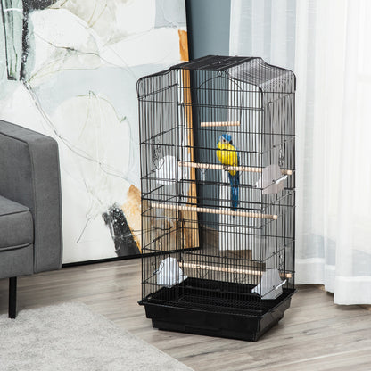 36" Bird Cage, Macaw Play House, Cockatoo, Parrot, Finch Flight Cage, 2 Doors Perch, 4 Feeder Pet Supplies, Black