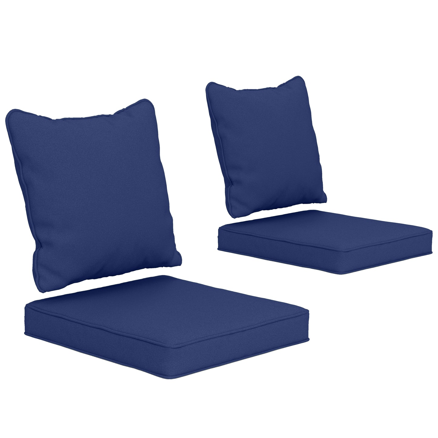 Seat Cushion Back Pillows Replacement Set of 2, Patio Chair Cushions Set for Indoor Outdoor, Dark Blue