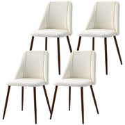 Upholstered Dining Chairs Set of 4, Velvet Accent Chair with Back and Wood-grain Steel Leg for Kitchen, Cream White