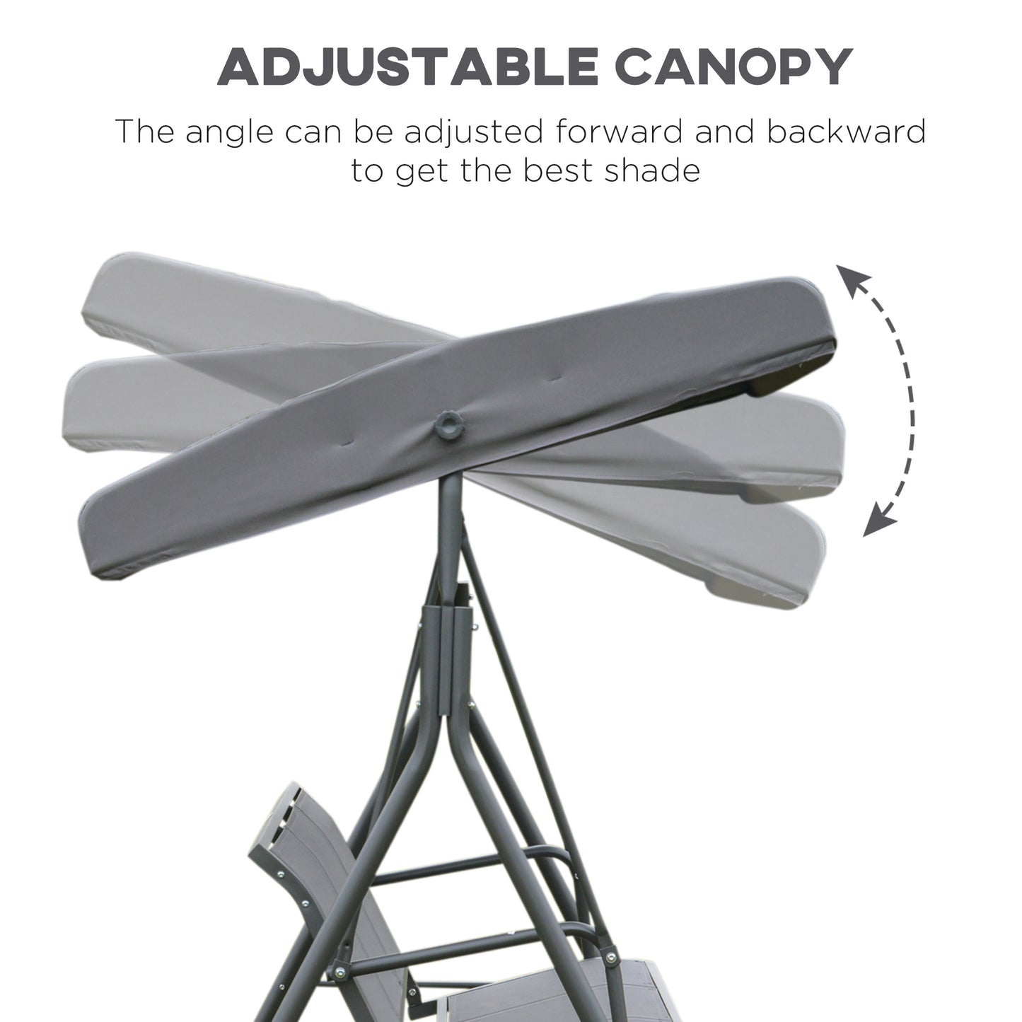 3-Seater Swing Chair Covered Garden Hammock A-Frame Outdoor Porch Glider Sling Seat with Adjustable Canopy Cover, Grey