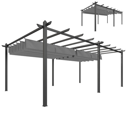 11.7' x 19.6' Retractable Pergola Canopy, Aluminum Pergola for Grill, Patio, Garden, Deck