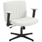 Criss Cross Chair with Flip-up Armrests, Wide Office Chair with Adjustable Height, Tilting, No Wheels, Beige
