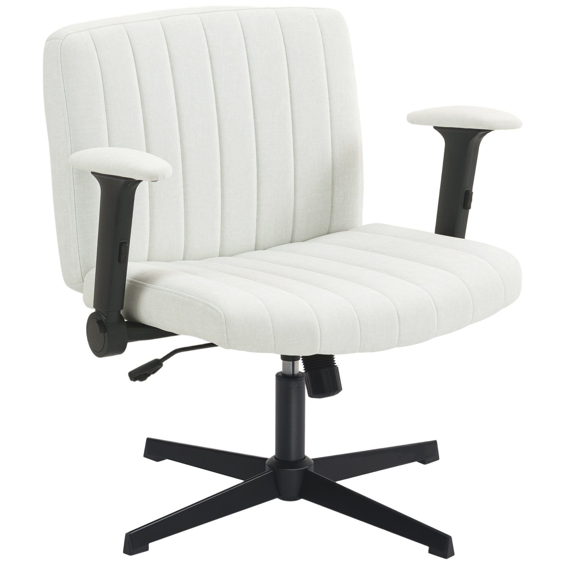 Criss Cross Chair with Flip-up Armrests, Wide Office Chair with Adjustable Height, Tilting, No Wheels, Beige