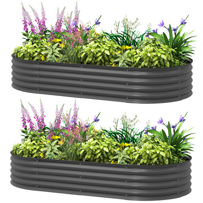 6' x 3' x 1' Large Outdoor Planter Box, Galvanized Raised Garden Bed with Metal Plant Stake, Dark Grey