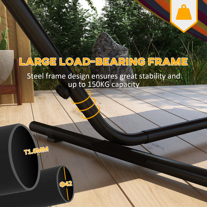 10' Hammock Stand with Side Tray, Hammock Chair Stand Only with Steel Frame, Black