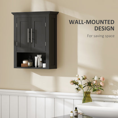 Bathroom Wall Cabinet, Medicine Cabinet, Toilet Storage Cabinet with Shelf for Living Room and Entryway, Black