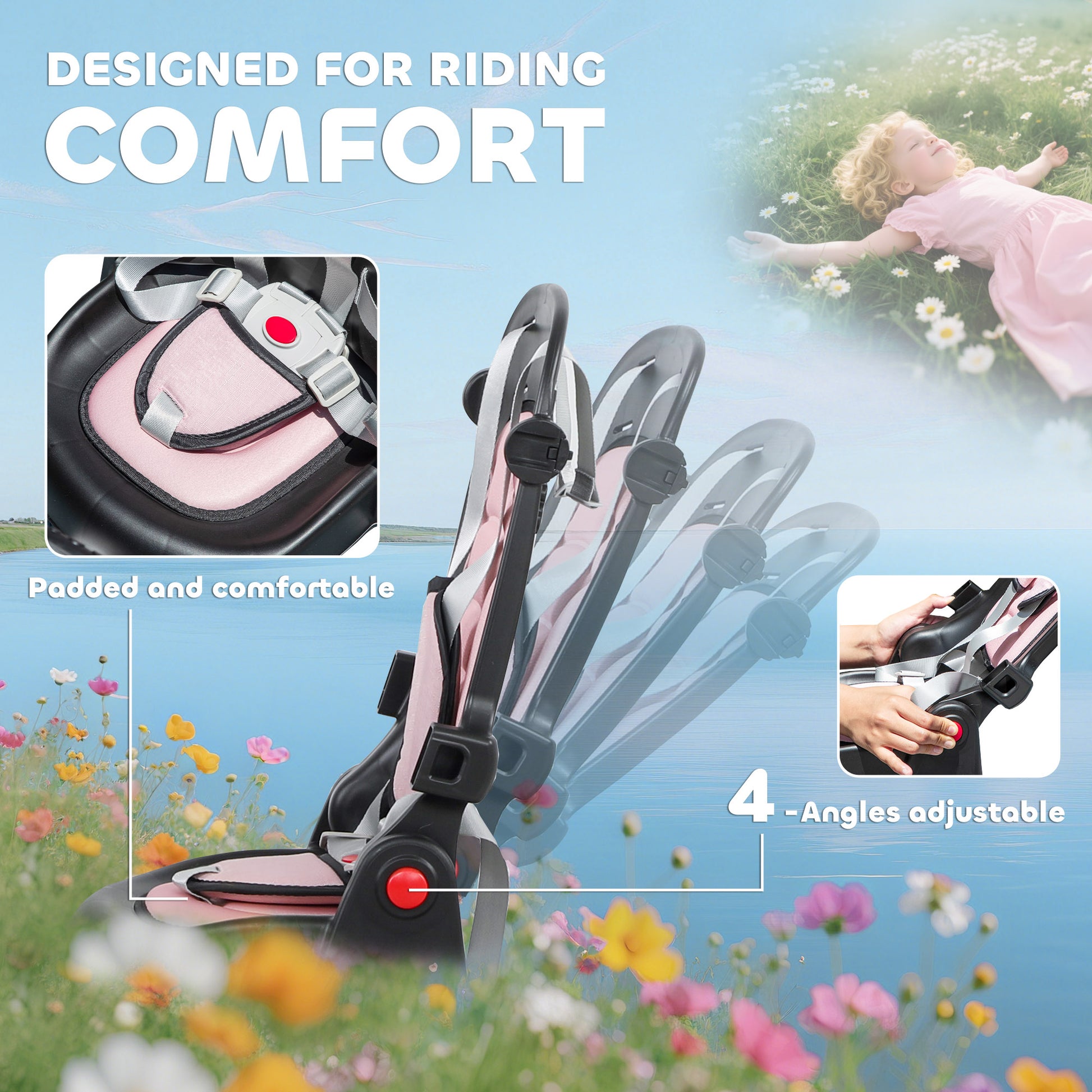 Qaba 6 in 1 Toddler Tricycle for 1-5 Years Old with Push Handle, Removable Canopy, Rotatable Seat, Pink