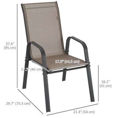 Set of 4 Outdoor Dining Chairs, Heavy Duty Stackable Patio Dining Set with Armrests for Balcony Garden, Grey